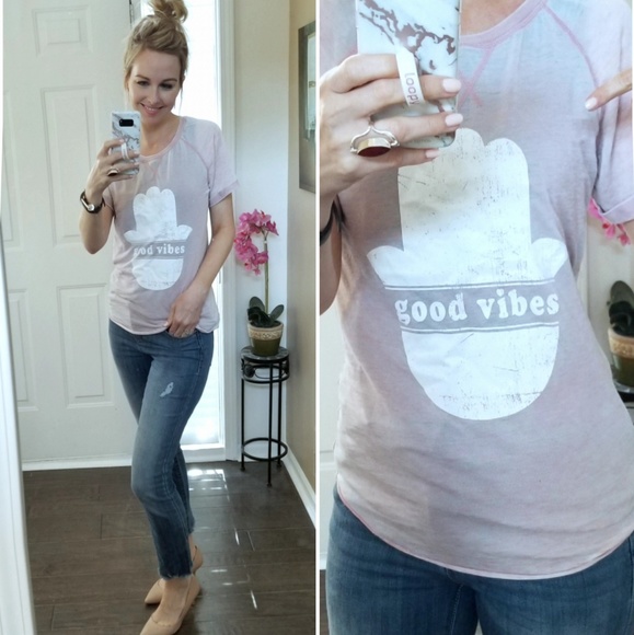 Grayson/Threads Tops - "Good Vibes" Soft Vintage Wash Tee | Hamsa T-Shirt